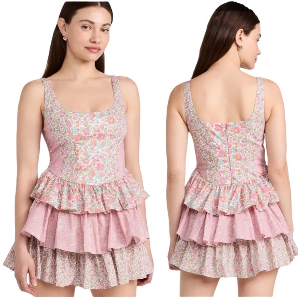 LoveShackFancy Genetta Painted Buds Mini Ruffle Dress Size 8 - Picture 7 of 8
